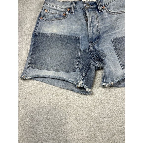We‎ The Free Denim Shorts Patchwork Distressed Frayed Hem Casual EUC Size 24 - Picture 2 of 9